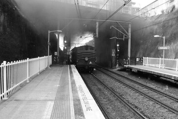 Steam train with smoke