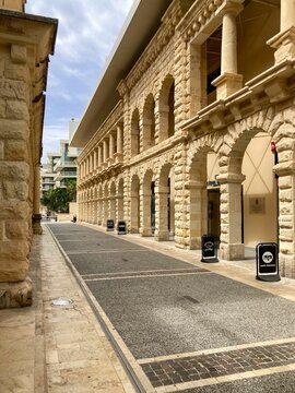 Vertical of an architetcural building Tigne Point in the Plaza street road in Silema, Malta