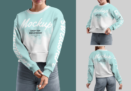 Female Mockup Cropped Sweatshirt