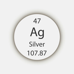 Silver symbol. Chemical element of the periodic table. Vector illustration.