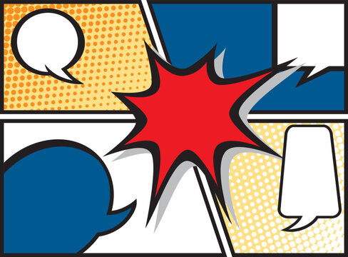 recommend clip art: Comic speech bubbles and comic strip . Vector Retro Comic Book Speech Bubbles, Vector Illustration.
