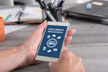 Document management concept on a smartphone