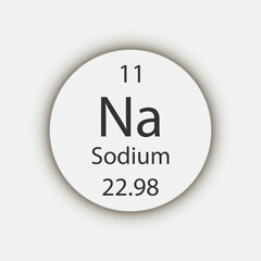 Sodium symbol. Chemical element of the periodic table. Vector illustration.