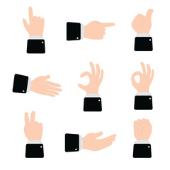Obraz na płótnie Canvas Hands collection line icon. Hand counting and hand gesture icon such as like, love, fist . black line. isolated background