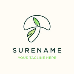 green mushroom plant logo design inspiration custom logo design vector