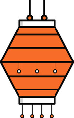 Orange Chinese lanterns. Flat element for Asian decoration such as New year, festival and holiday. Illsutration isolated on transparent background.