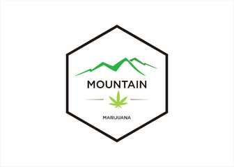 mountain farm cannabis marijuana agriculture logo design
