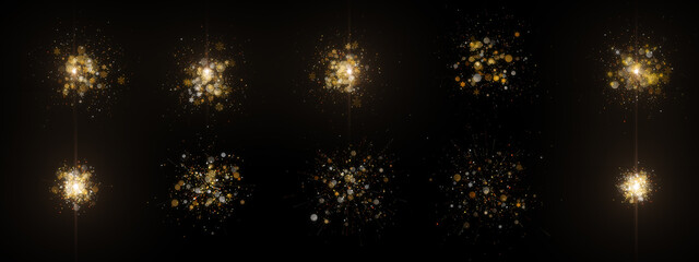Set of particles glittering decorate for christmas overlay.