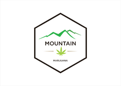 mountain farm cannabis marijuana agriculture logo design