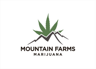 mountain farm cannabis marijuana agriculture logo design