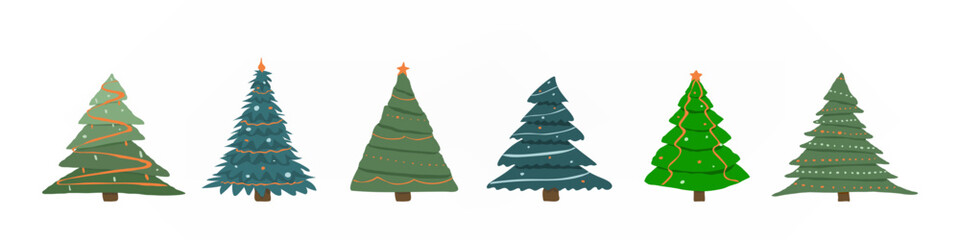 Set of stylized christmas trees illustration