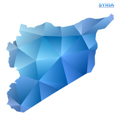 Vector polygonal Syria map. Vibrant geometric country in low poly style. Astonishing illustration for your infographics. Technology, internet, network concept.