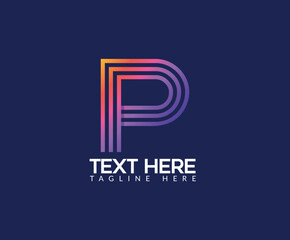 Colorful Modern Letter P Line Logo Design And Gradient Color, Creative Concept With Black Color. Minimal Hi-Quality Minimal Business Modern Letter P Line Logo Design Template.