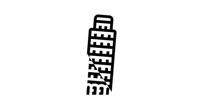 leaning tower of pisa line icon animation