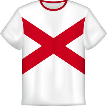 T-shirt design with flag of Alabama U.S. state.