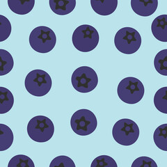 seamless pattern with blueberry on soft blue background