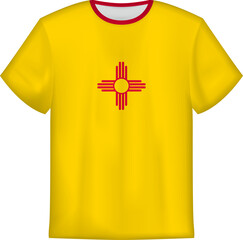 T-shirt design with flag of New Mexico U.S. state.