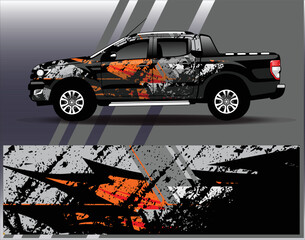 Car wrap design vector. Graphic abstract stripe racing background kit designs for wrap vehicle  race car  rally  adventure and livery