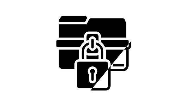 lock folder line icon animation