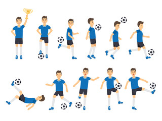 Fototapeta na wymiar Soccer sport athletes, football players playing, kicking, training and practicing football.