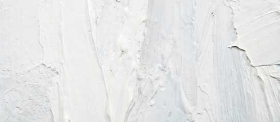 Macro. Abstract art. Expressive embossed pasty oil paints and reliefs. Colors: white.