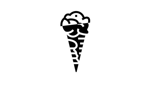 italian ice cream line icon animation