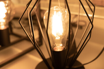 Table Retro Lamps, Vintage Style Industrial Lightbulbs, Warm Light Bulb in Interior, Retro Lams