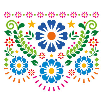 Mexican folk art style vector design with flowers and leaves, vibrant pattern perfect for greeting card or wedding invitation design
Nowy skrót