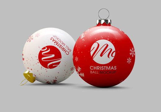 Two Christmas Balls Mockup
