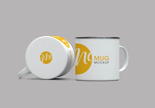Two Positions Mugs Mockup