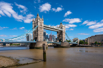 Fototapeta na wymiar View of Tower Bridge and skyline of London, UK