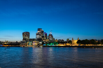 View of the city of London Skyline at night 