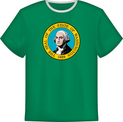 T-shirt design with flag of Washington U.S. state.