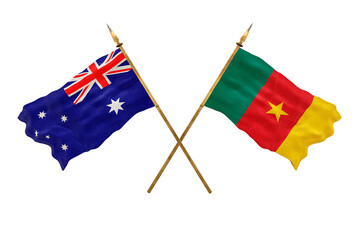 Background for designers. National Day. 3D model National flags Australia and Cameroon
