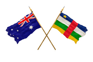 Background for designers. National Day. 3D model National flags Australia and Central Arican Republic