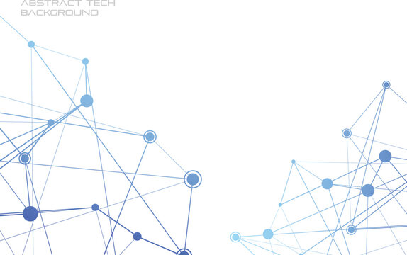 Structure of particles or molecules. Connected line and dots.