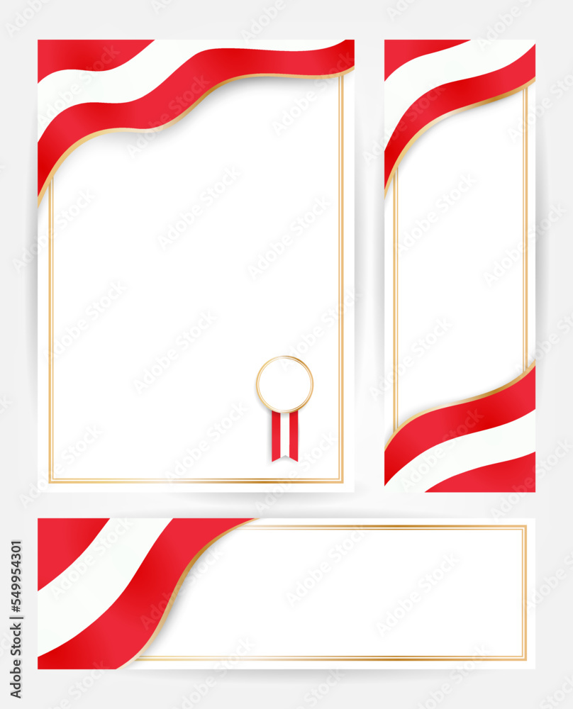 Wall mural austria flag banners set. design templates for flyers, posters, certificates and documents with flag