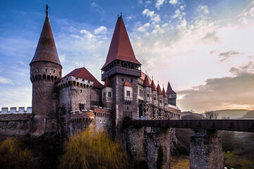 Fototapeta na wymiar Medieval castle with a beautiful architecture from Romania