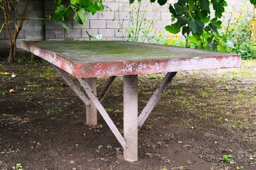 old iron table in garden