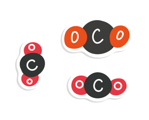 Carbon dioxide vector stickers set