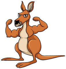 Muscular kangaroo cartoon character