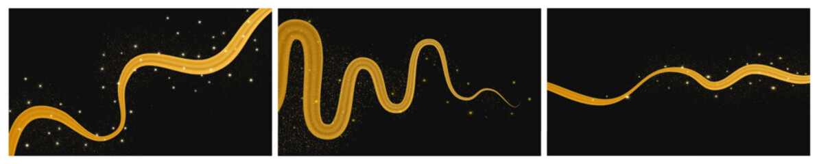 Golden wave with shiny and glitter effect