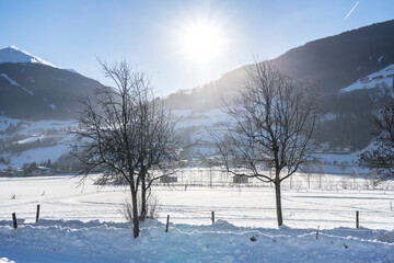 Snow mountains landscape