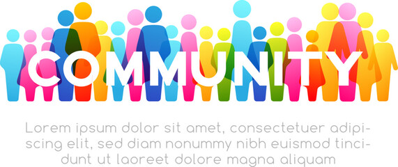 Social concept. Vector horizontal decoration element from colorful people icons