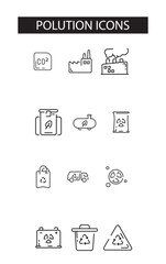 pollution icon design illustration environment and nature pollution icons