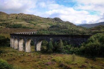 Fototapeta na wymiar Glenfinnan viaduct in West Scottish Highlands, Scotland