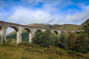 Fototapeta na wymiar Glenfinnan viaduct in West Scottish Highlands, Scotland