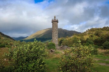 Glenfinnan Monument view by bright morning, Scotland