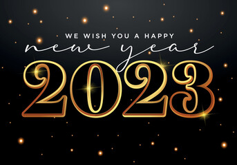 2023 new year 3d effect. New year wish card, luxury 2023 new year invitation card.