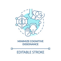 Minimize cognitive dissonance turquoise concept icon. Explanation of myside bias abstract idea thin line illustration. Isolated outline drawing. Editable stroke. Arial, Myriad Pro-Bold fonts used